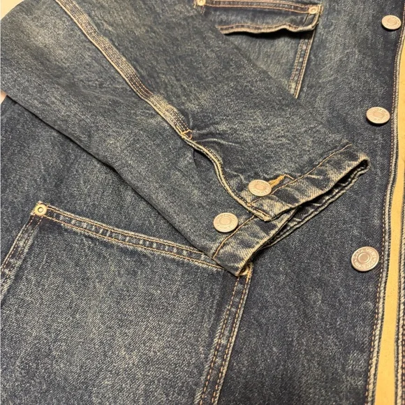 Zara Men's Dark Blue Denim Jacket with Black Collar - Picture 3 of 7